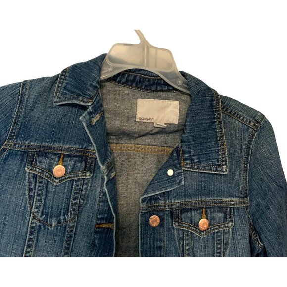 Old Navy Womens Size Small Long Sleeve Button Up Jean Denim Jacket Blue - Picture 2 of 3